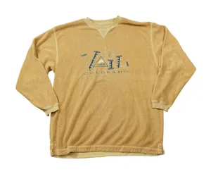 Vintage Vail‎ Colorado Terry Cloth Cotton Crewneck Sweatshirt Mustard Yellow thumbnail 1