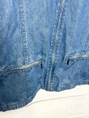 NorthStyle Plaid Lined Zip Front Denim Jacket with Detachable Hood Size Small thumbnail 4