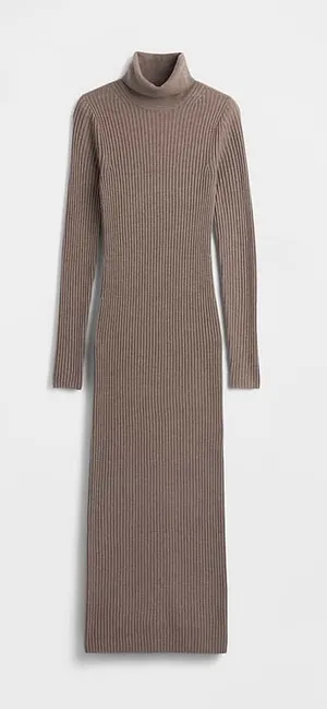 GAP CashSoft Turtleneck Maxi Sweater Dress Toasted Almond Brown NWOT thumbnail 1