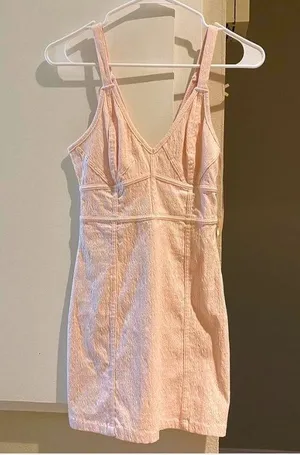 Embroidered Pink Mini Bodycon Dress thumbnail 3