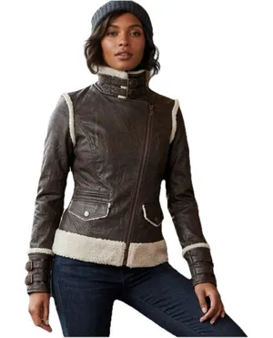 Affliction Black Premium Flight Jacket Women’s Brown Size XS thumbnail 1
