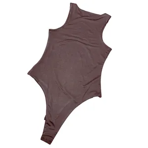 Nasty Gal Women’s Brown Bodysuit Sz M sleeveless stretchy minimalist thumbnail 3