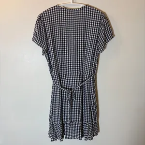 Abercrombie & Fitch Gingham Faux Wrap Mini Dress Womens Size‎ M Navy White thumbnail 6