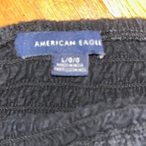 American Eagle‎ Outfitters Black Smocked Blouse Size L Cropped thumbnail 4
