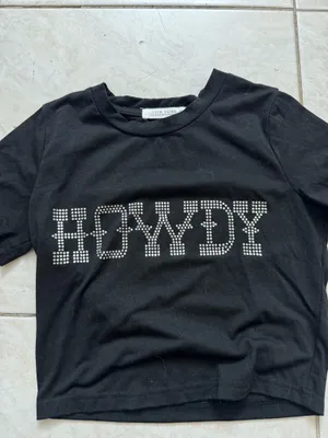 Black Rhinestone Howdy Tee 12th Tribe Crop thumbnail 2