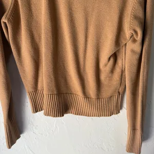 Anna Dani‎ Womens Tan Ribbed Crew Neck Long Sleeve Cropped Sweater M Preppy thumbnail 3
