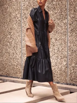Brochu Walker Faux Leather Havana Dress Timber Brown thumbnail 2