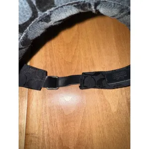 Coach Signature Monogram Black Jacquard Sun Visor Adjustable‎ Leather Strap M/L thumbnail 6