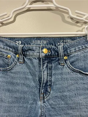 J. Crew Demi Boot Cut Cropped Raw-Hem Jeans in Medium Blue Size 29 thumbnail 4