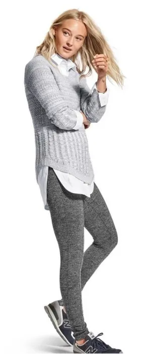 Athleta Herringbone Metro‎ High Rise Legging Size XL Pockets Black Tights 73371 thumbnail 1