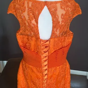 Women’s Orange Tea Length Formal Mother of the Bride Dress Corset Back Size 14 thumbnail 6
