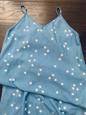 Levi's Women's White American Stars Print Blue Jean Denim Maxi Dress | Size: S/M thumbnail 9