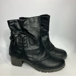 Muk Luks Lucy Lillith black faux‎ leather boots women’s size 10 zipper closure thumbnail 2