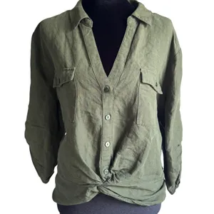 INC International‎ Concepts XXL Olive Green Twist Front Roll Tab Utility Shirt thumbnail 3
