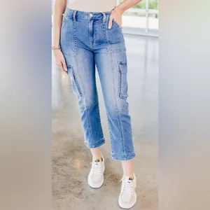 Ceros Time For Change Sabrina High Rise Cargo Straight‎ Jeans in Malibu Size 24 thumbnail 6