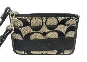 Coach Black Leatherware Women's Signature C Logo Keychain Cardholder Coin Wallet thumbnail 1