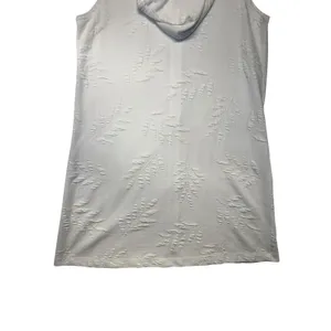 Dotti Womens White Textured Palm Leaf Zip Front‎ Sleeveless Hooded Cover Up M thumbnail 8