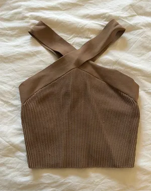 Aritzia Babaton Crop Top Light Brown XS thumbnail 1