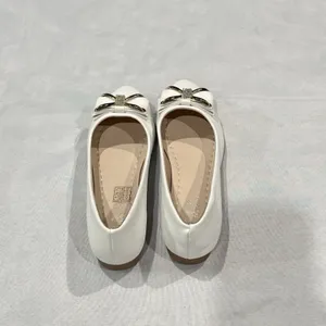 New Women’s White Golden leather Flat Heel Comfort Shoes Pumps Casual Slip thumbnail 4