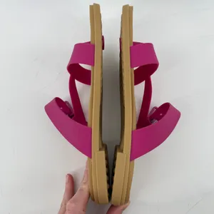 Crocs Tulum Toe Post Sandal Flip Flop Fuchsia Pink Tan Women 8 Buckle Straps thumbnail 5