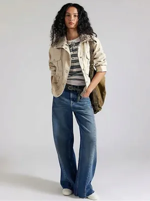 Free People Bohemian Kali Washed Utility Military Canvas Jacket Oat Large thumbnail 16