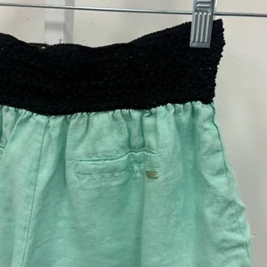 Y2K Bebe Low Rise Mint‎ Green Shorts wth Corset Lace-Up Waist Linen Medium thumbnail 4