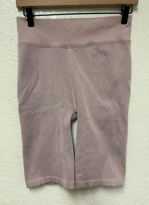 CALVIN KLEIN PERFORMANCE High-Rise Ribbed Bike Shorts - Dusty Pink Size Large thumbnail 1