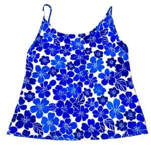L.L.Bean Blue White Floral Tankini Swim Top Women’s Size 10 Coastal Resort Swim thumbnail 6
