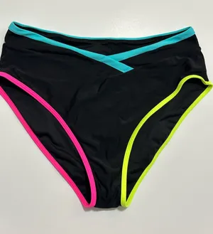 High-Waist Black Swim Bottom with Neon Trim thumbnail 1