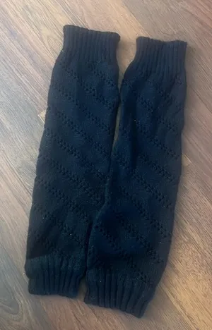 Black Knit Eyelet-Detail Legwarmers (OS) thumbnail 1