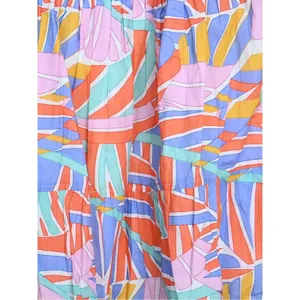 Briton Court Womens XS Colorful Leaf Puff Sleeve Mini Lined Dress thumbnail 6