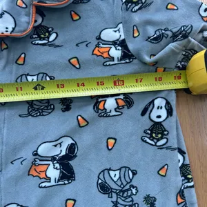 Munki Munki Peanuts Snoopy Halloween Pajama Top Grey Orange Candy Corn‎ Small thumbnail 7