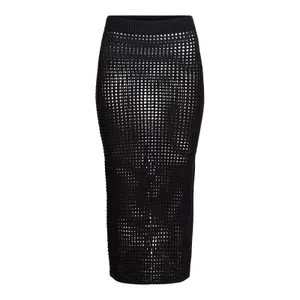 Time and Tru Womens Cover-Up Skirt Size M Black Crochet Swim Beach Split Boho thumbnail 2