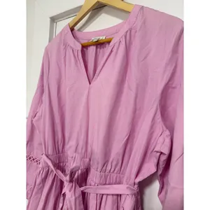 Wonderly Pink Cotton Tiered Eyelet Lace Dress Balloon Sleeve PXL thumbnail 7