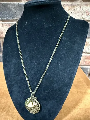 Vintage Brass picture locket and charm necklace thumbnail 5