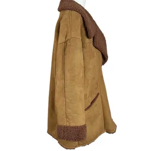Free People Western Bohemian Retro 70s Faux Sherpa Suede Diogo Coat Size Medium thumbnail 6