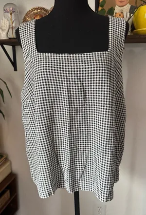A New Day Linen Blend Black & White Gingham Tank Top thumbnail 1