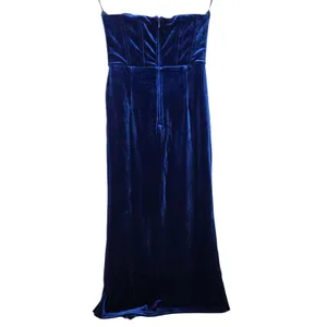 Lulus Masterfully Flirty Dark Blue Velvet Bustier Midi Dress Strapless Small thumbnail 4