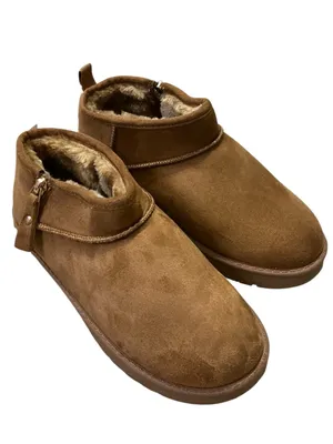 ASPEN Mini Side-Zip Faux Shearling Boots 7 Chestnut $49 Retail NEW thumbnail 10