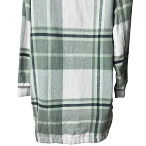 Banana Republic‎ Ivory Green Plaid Oversized Shacket Holiday Woolblend M thumbnail 7
