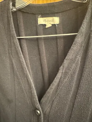 Madewell Black Ribbed V-Neck Button-Up Cardigan thumbnail 3