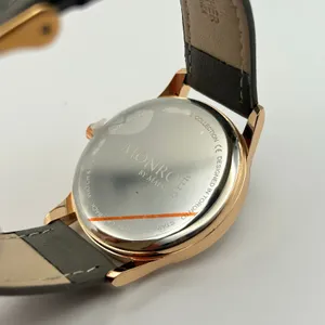 Monroe By Maestro Classique Rose Gold Tone Gray Leather Band Watch New Battery thumbnail 7