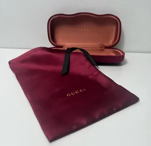 Gucci Red Velvet Large Clamshell Hard Sunglasses Eye Glasses Case thumbnail 1