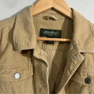 Eddie Bauer Corduroy Trucker Jacket Tan Large Cotton Western Cottagecore Top thumbnail 4