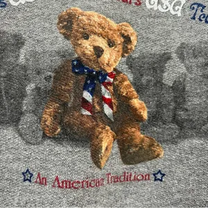 Vtg Jerzees Gray Bear Graphic large Crewneck Sweater USA American flag colorpop thumbnail 4