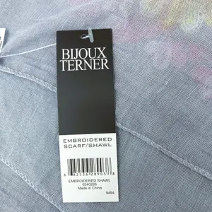 NWT Bijoux Terner Embroidered Floral Border Scarf / Wrap Shawl thumbnail 10