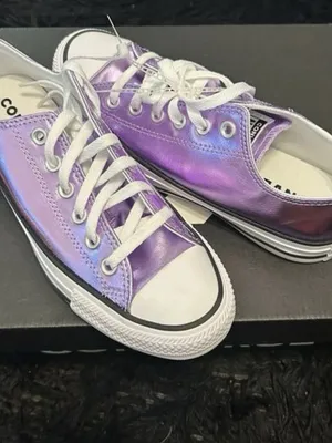 CONVERSE all Star purple metallic lace up shoes sneakers women’s 7 new thumbnail 7