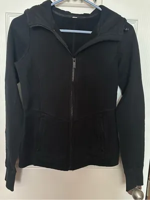 ALO Yoga Black Hooded Zip-Up Jacket thumbnail 2