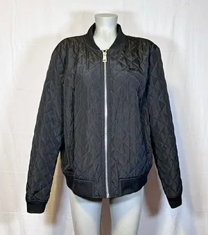 Levis Womens Black Diamond Lightweight Quilted Bomber Jacket~XL~ thumbnail 1
