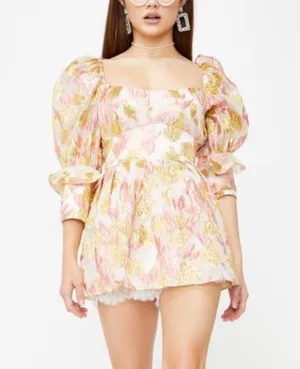 For Love And Lemons Rose Madame Brocade Romper thumbnail 3